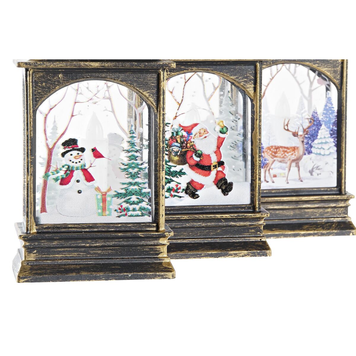Lighting decoration DKD Home Decor Christmas Black Golden (7 x 4 x 13,5 cm) (3 Units)-2