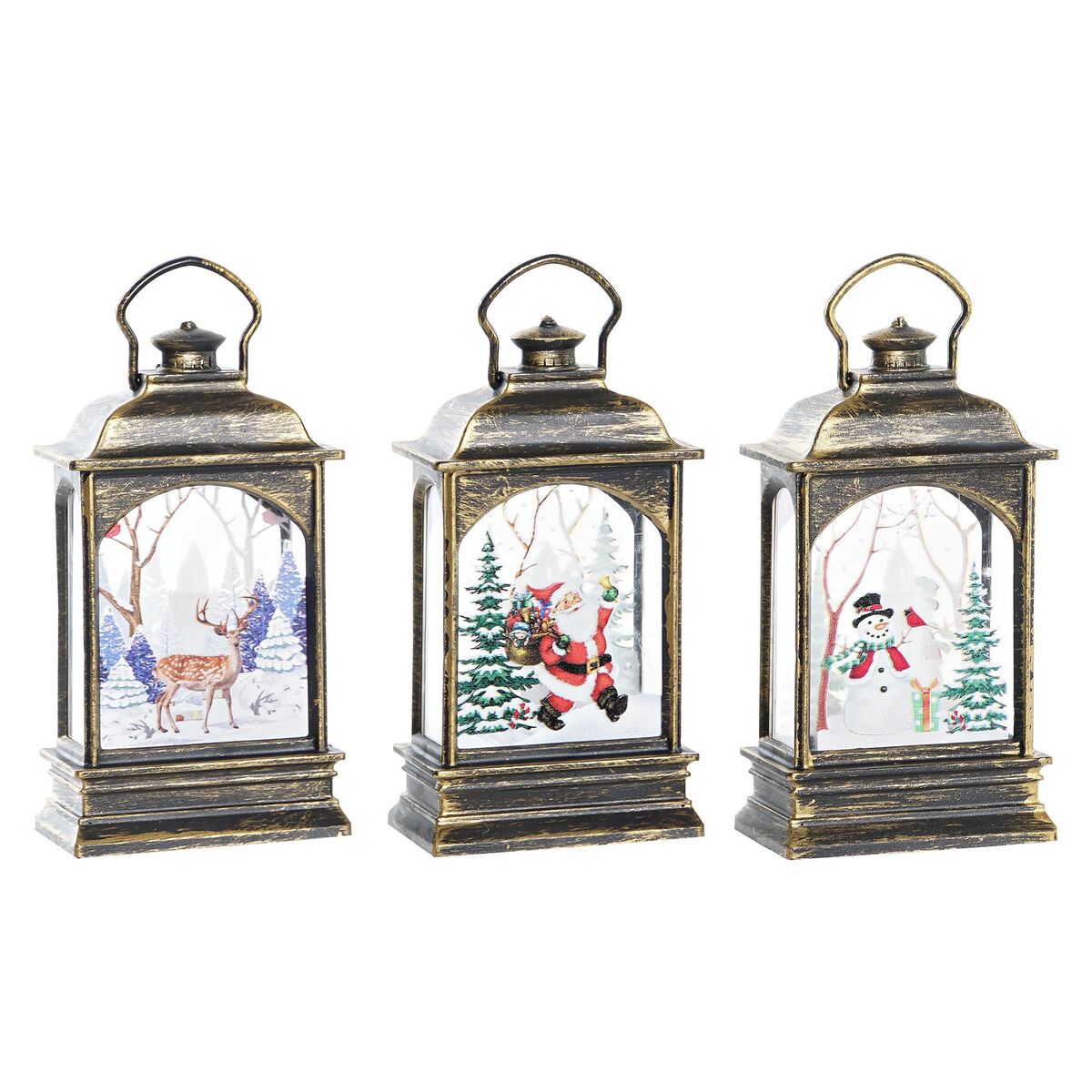 Lighting decoration DKD Home Decor Christmas Black Golden (7 x 4 x 13,5 cm) (3 Units)-0
