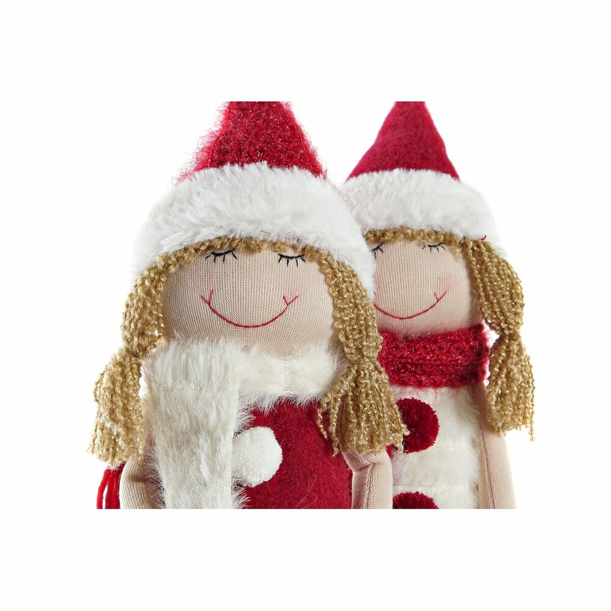 Decorative Figure DKD Home Decor Christmas Doll Polyester Girls (11 x 7 x 43 cm) (2 Units)-2