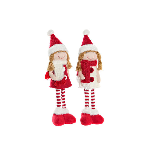 Decorative Figure DKD Home Decor Christmas Doll Polyester Girls (11 x 7 x 43 cm) (2 Units)-0