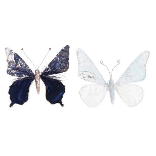 Christmas bauble DKD Home Decor Polyester Butterfly (2 Units) (23 x 3 x 19 cm)-0