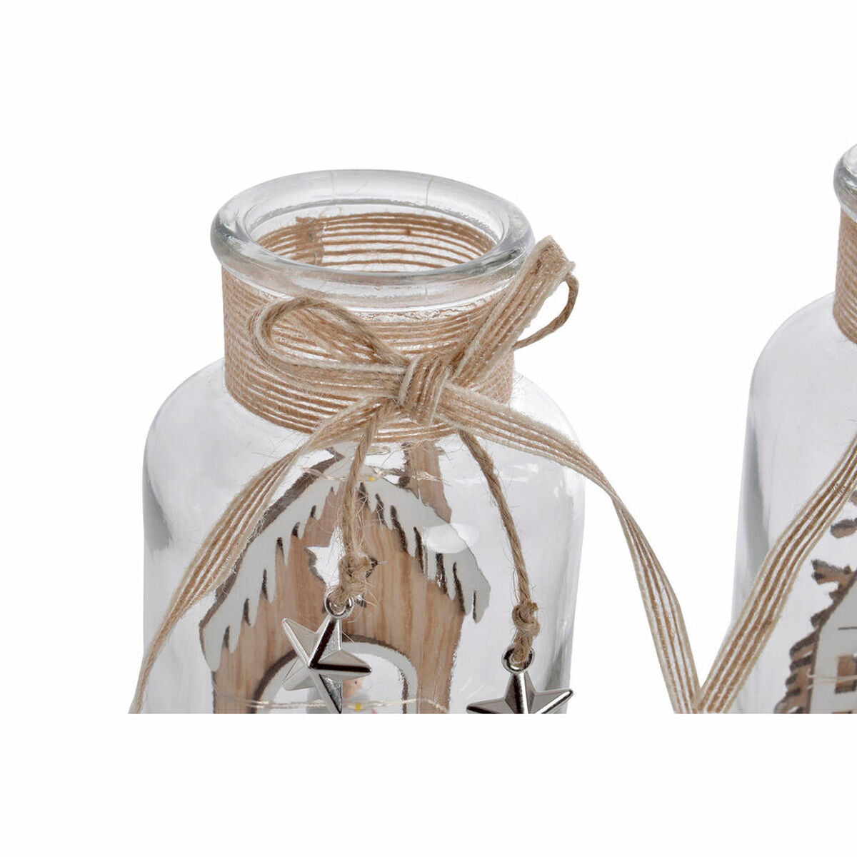 Lighting decoration DKD Home Decor Christmas Natural House (2 Units) (9 x 9 x 17 cm)-1