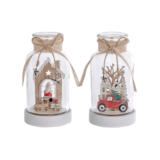 Lighting decoration DKD Home Decor Christmas Natural House (2 Units) (9 x 9 x 17 cm)-0