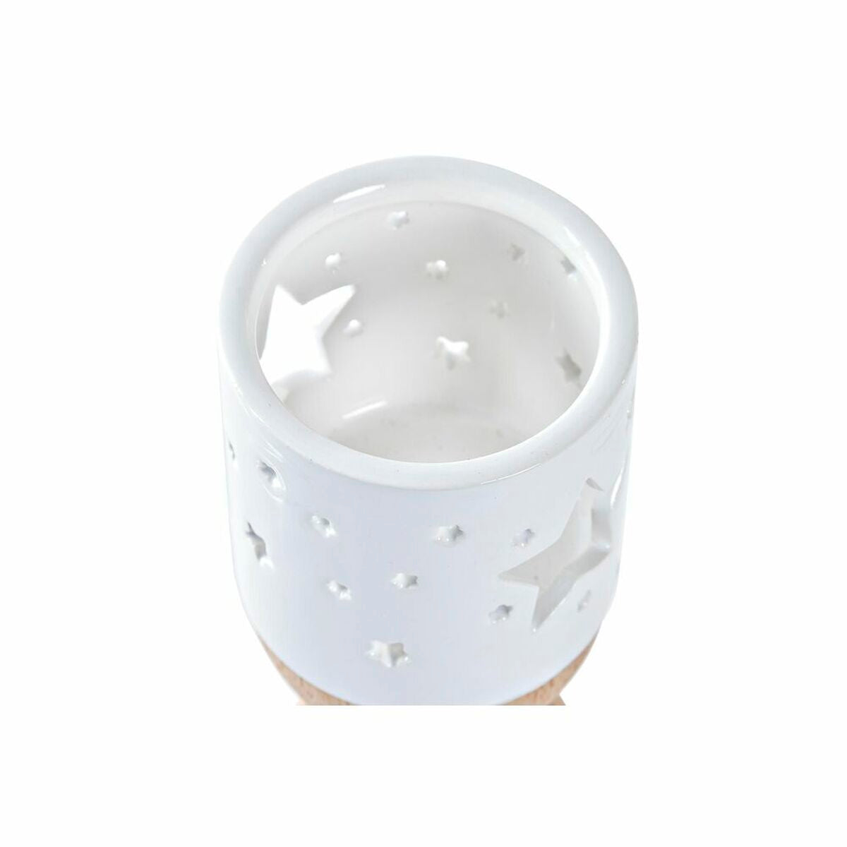 Christmas Candle Holder DKD Home Decor White Brown Natural Star 6 x 6 x 14 cm-1