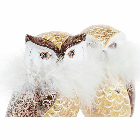 Christmas bauble DKD Home Decor Owl Resin (7,5 x 7,5 x 14 cm) (2 Units)-1