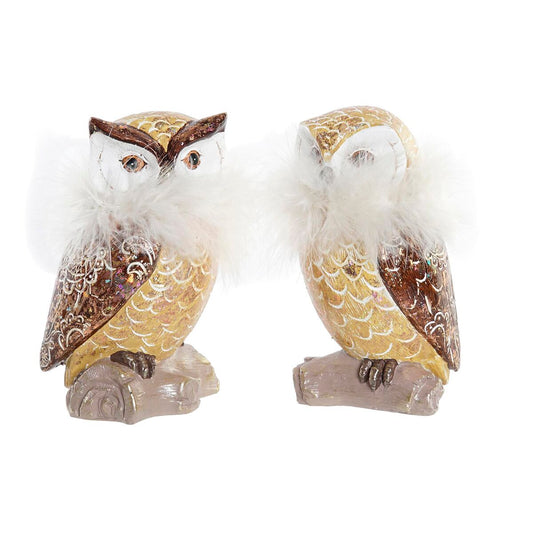 Christmas bauble DKD Home Decor Owl Resin (7,5 x 7,5 x 14 cm) (2 Units)-0
