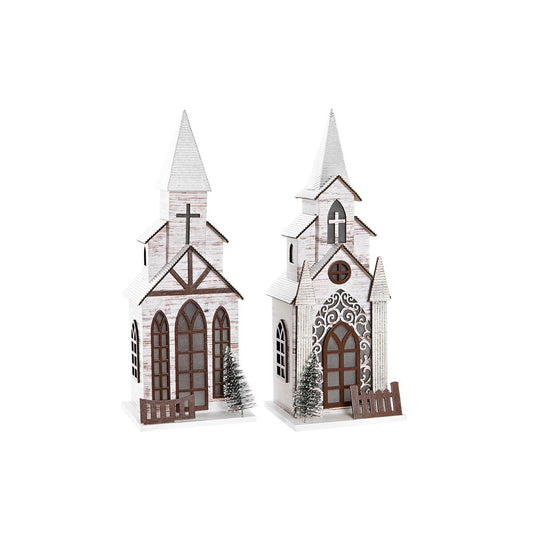 Christmas bauble DKD Home Decor Church MDF (12,5 x 11 x 33 cm) (2 Units)-0