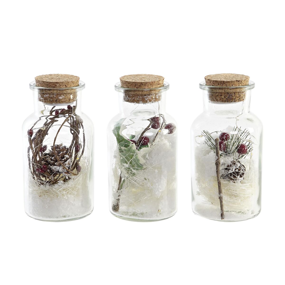 Lighting decoration DKD Home Decor Christmas Natural (6 x 6 x 14 cm) (3 Units)-0