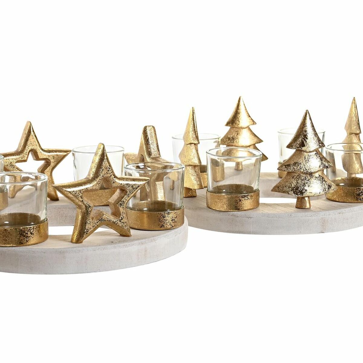 Christmas Candle Holder DKD Home Decor Natural Golden (2 Units) (21 x 11,5 x 21 cm)-1