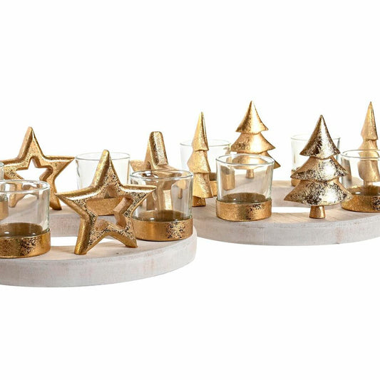 Christmas Candle Holder DKD Home Decor Natural Golden (2 Units) (21 x 11,5 x 21 cm)-1