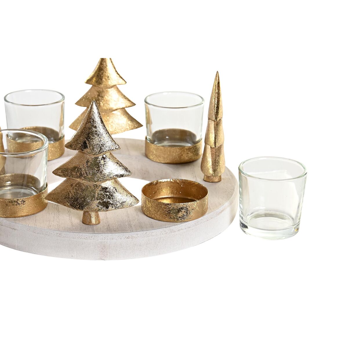 Christmas Candle Holder DKD Home Decor Natural Golden (2 Units) (21 x 11,5 x 21 cm)-2