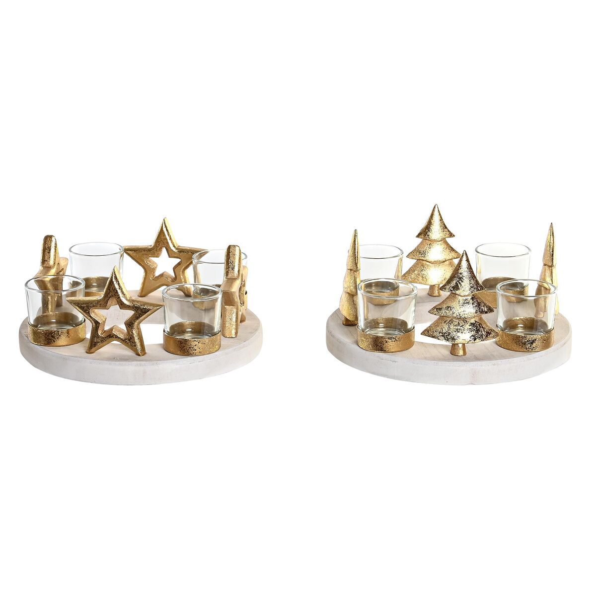 Christmas Candle Holder DKD Home Decor Natural Golden (2 Units) (21 x 11,5 x 21 cm)-0