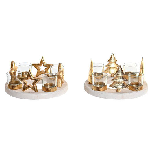 Christmas Candle Holder DKD Home Decor Natural Golden (2 Units) (21 x 11,5 x 21 cm)-0