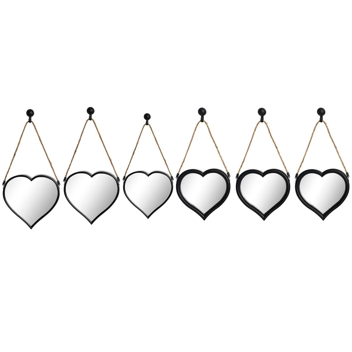 Mirror Set DKD Home Decor Mirror Heart Black PP 2 Units (27 x 3 x 27 cm)-0