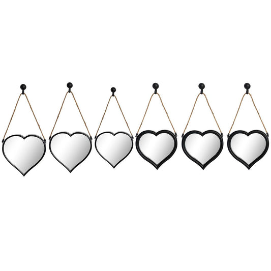 Mirror Set DKD Home Decor Mirror Heart Black PP 2 Units (27 x 3 x 27 cm)-0