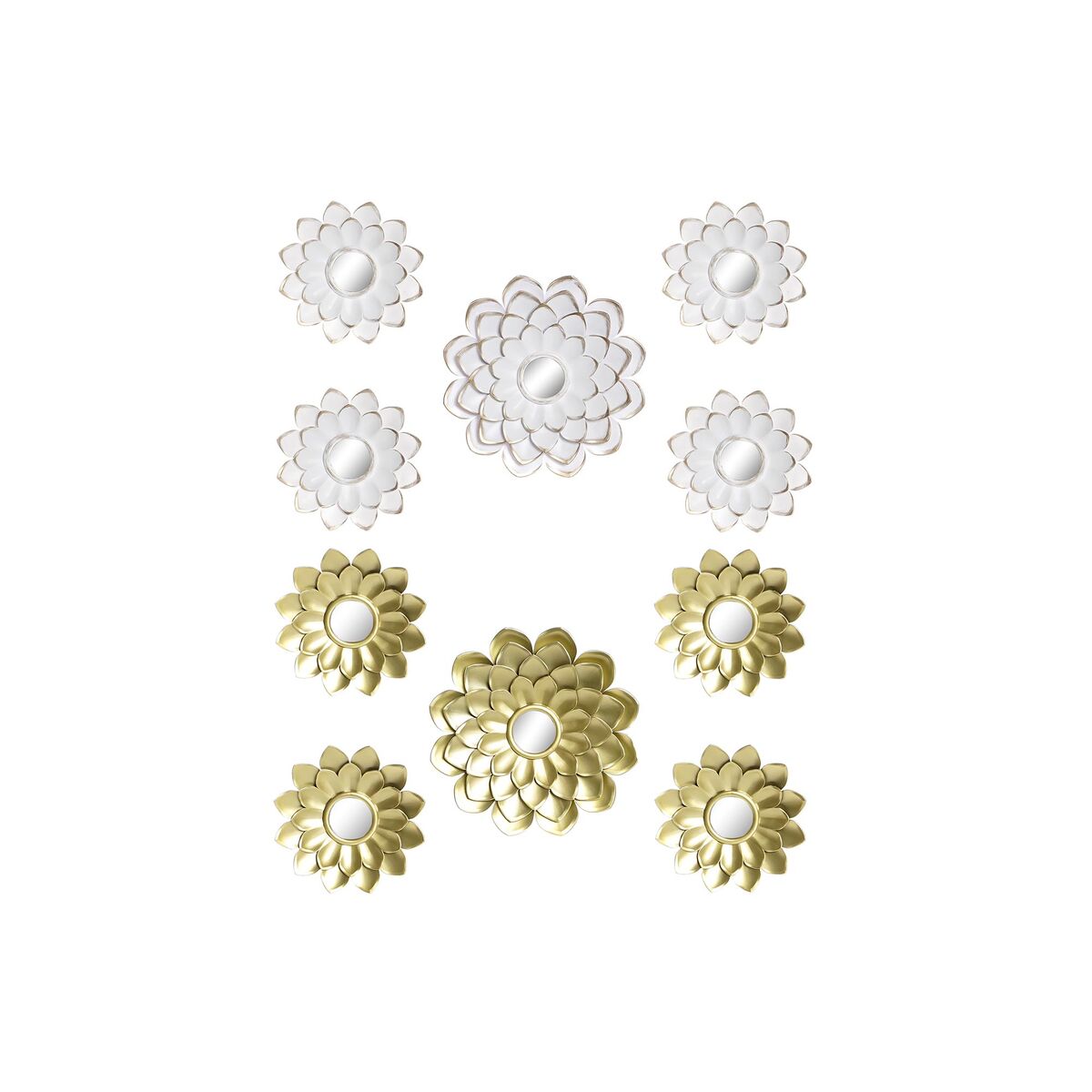 Mirror Set DKD Home Decor Mirror Champagne Golden White PP 2 Units (35 x 1,5 x 35 cm)-0
