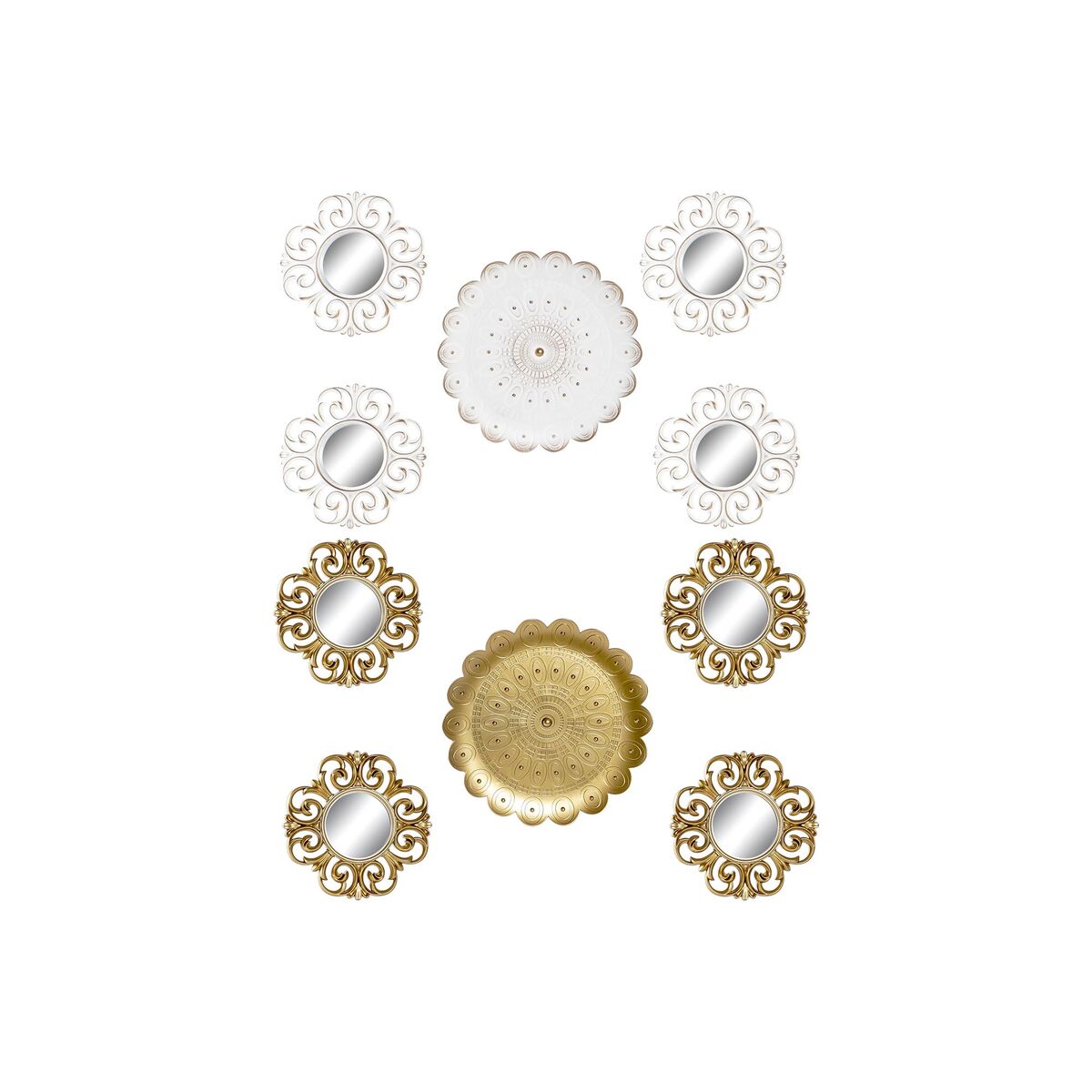 Mirror Set DKD Home Decor Crystal Golden White PP 2 Units Modern Stripped (35 x 2 x 35 cm)-0
