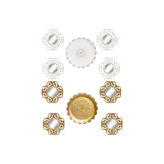 Mirror Set DKD Home Decor Crystal Golden White PP 2 Units Modern Stripped (35 x 2 x 35 cm)-0