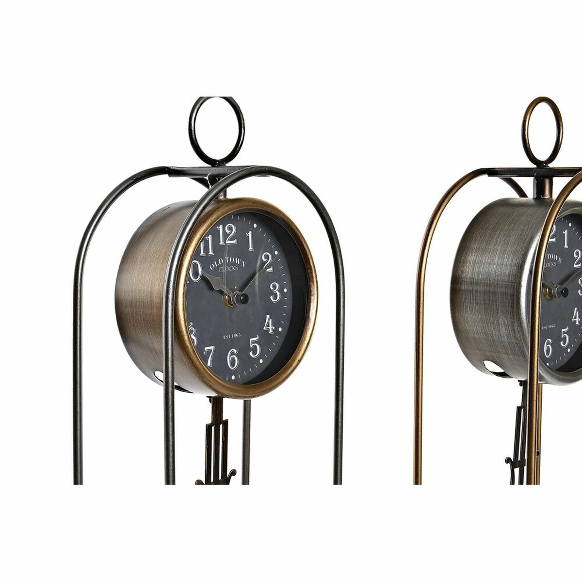 Table clock DKD Home Decor Crystal Black Golden Iron (17 x 12 x 46,5 cm) (2 Units)-3