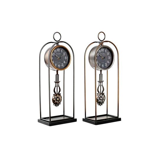 Table clock DKD Home Decor Crystal Black Golden Iron (17 x 12 x 46,5 cm) (2 Units)-0