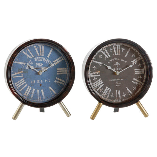 Table clock DKD Home Decor Blue Black Vintage (2 Units)-0