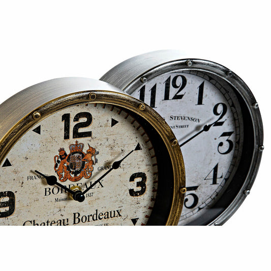 Table clock DKD Home Decor Golden Silver Vintage (2 Units)-1