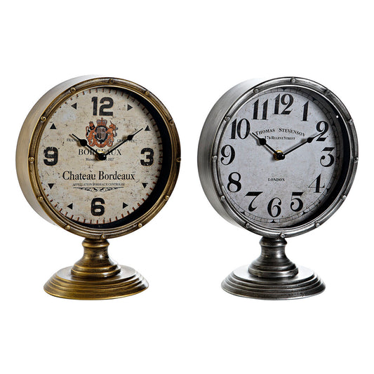 Table clock DKD Home Decor Golden Silver Vintage (2 Units)-0