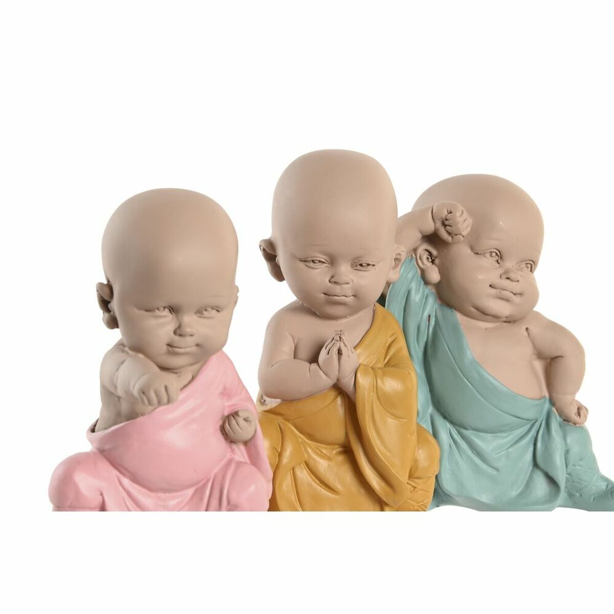 Decorative Figure DKD Home Decor Blue Pink Yellow Resin Monk (8 x 5,5 x 12,7 cm) (3 Units)-1