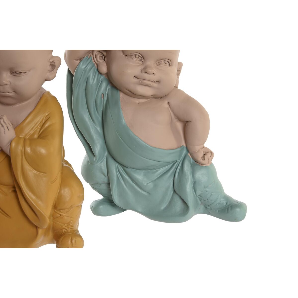 Decorative Figure DKD Home Decor Blue Pink Yellow Resin Monk (8 x 5,5 x 12,7 cm) (3 Units)-2