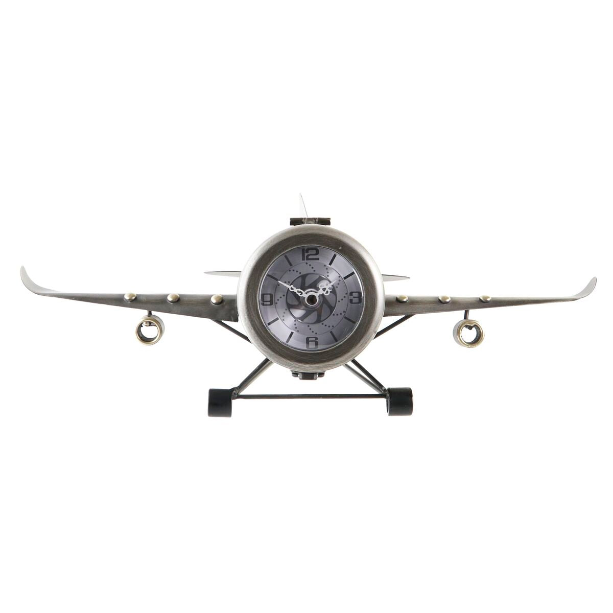 Table clock DKD Home Decor Golden Silver Aeroplane (2 Units)-5