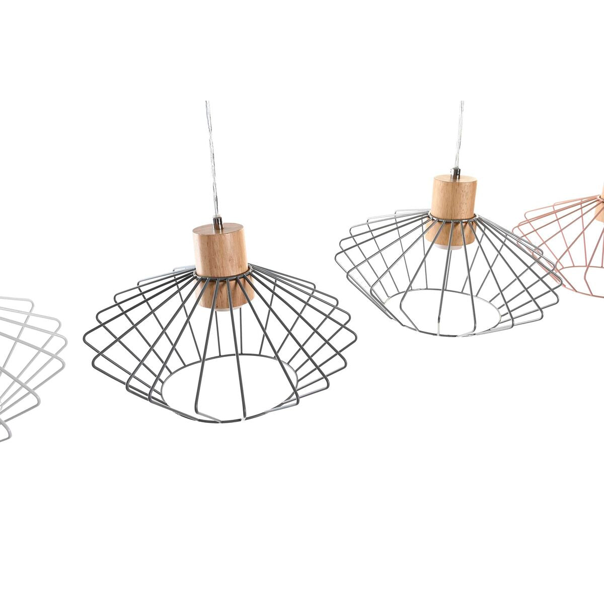 Ceiling Light DKD Home Decor 34 x 34 x 21 cm Silver Black Grey Pink Metal White 50 W 60 W Pinewood-4