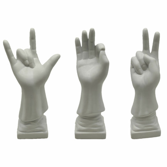 Decorative Figure DKD Home Decor White Hand 7 x 7 x 25 cm (3 Units)-0