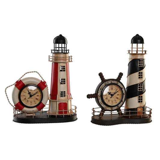 Table clock DKD Home Decor Black Red Headlight Vintage (2 Units)-0