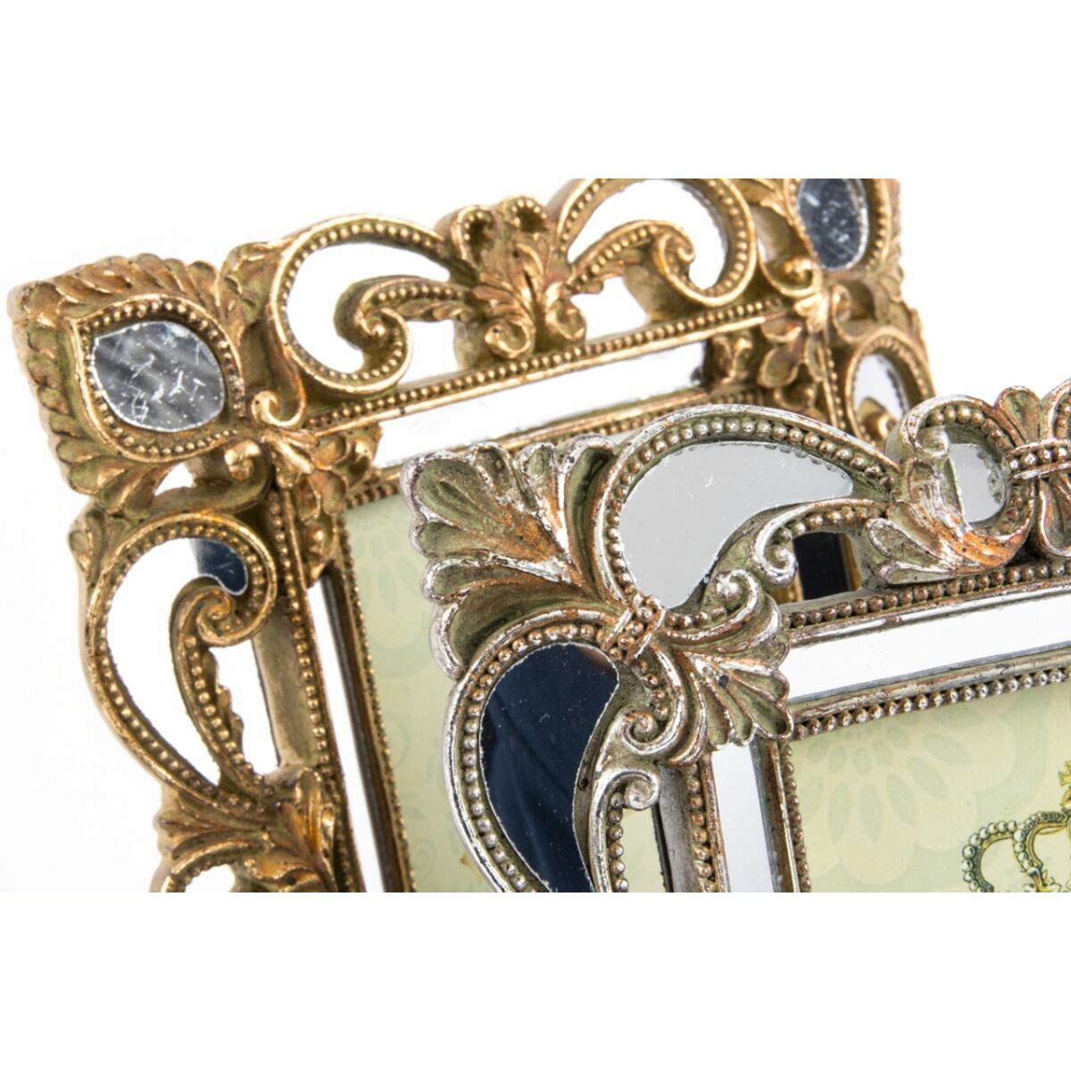 Photo frame DKD Home Decor 19 x 2 x 25 cm Silver Golden Resin Shabby Chic (2 Units)-1