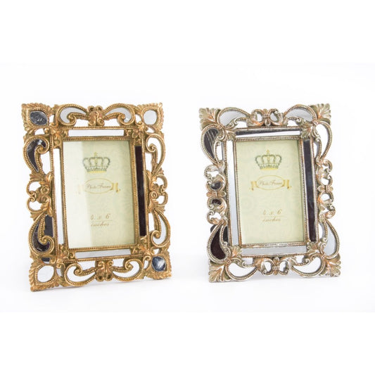 Photo frame DKD Home Decor 19 x 2 x 25 cm Silver Golden Resin Shabby Chic (2 Units)-0