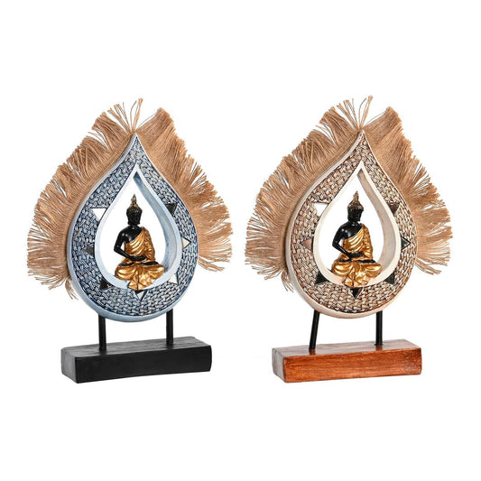 Decorative Figure DKD Home Decor 18,5 x 5,6 x 30,5 cm Beige Blue Buddha Oriental (2 Units)-0