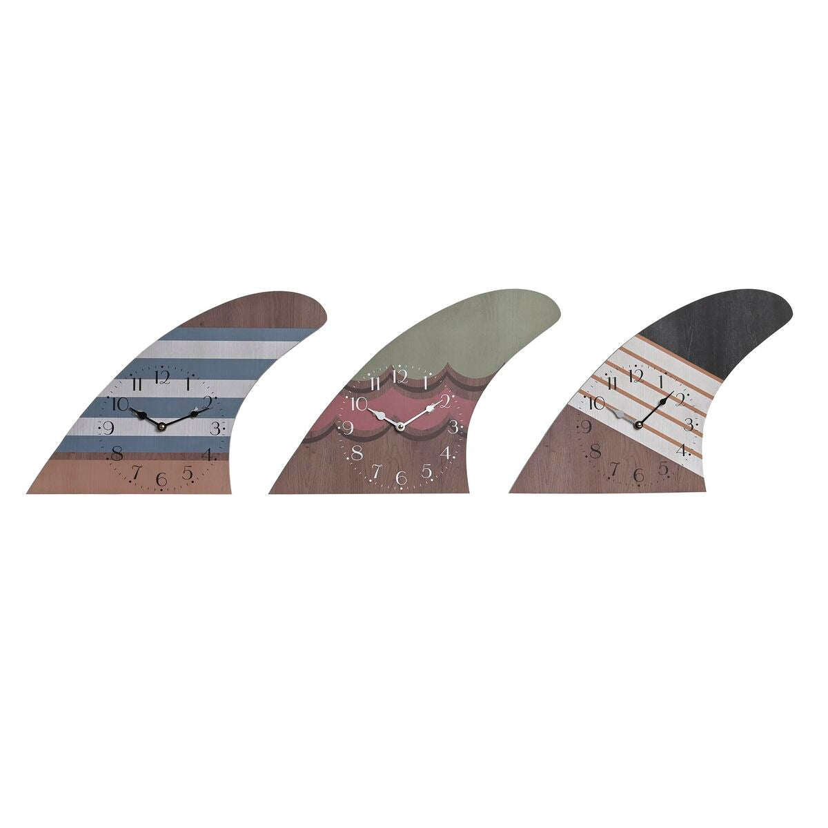 Wall Clock DKD Home Decor Surf Multicolour MDF Wood Mediterranean (30 x 4,5 x 43 cm) (3 Units)-0