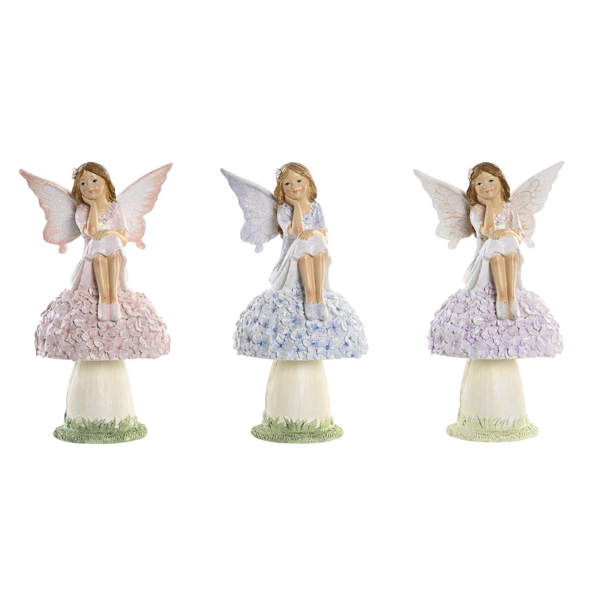 Decorative Figure DKD Home Decor Blue Pink Lilac Fairy 9,5 x 8 x 17 cm (3 Pieces)-0