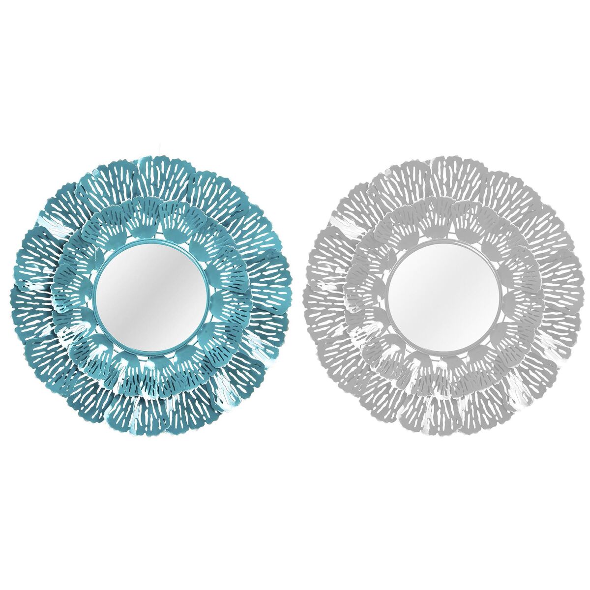 Wall mirror DKD Home Decor Blue White Coral Mediterranean 60 x 7 x 60 cm (2 Units) (2 Pieces)-0