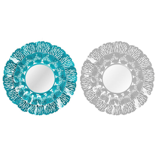 Wall mirror DKD Home Decor Blue White Coral Mediterranean 60 x 7 x 60 cm (2 Units) (2 Pieces)-0