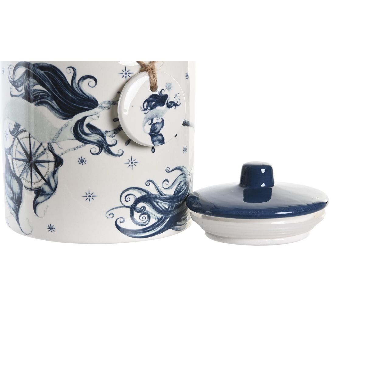 Tin DKD Home Decor 12 x 12 x 16 cm Blue White Dolomite (3 Units)-1