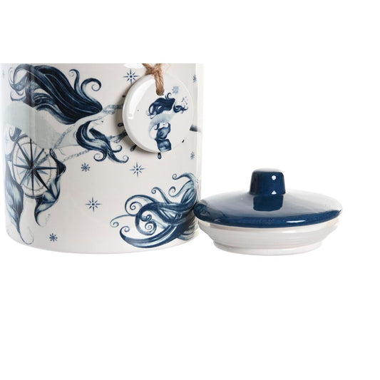 Tin DKD Home Decor 12 x 12 x 16 cm Blue White Dolomite (3 Units)-1