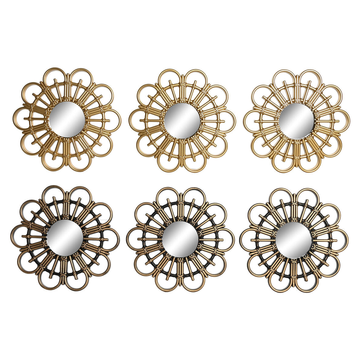 Mirror Set DKD Home Decor Scandi Crystal Black Golden polypropylene (25 x 2 x 25 cm) (2 Units)-0