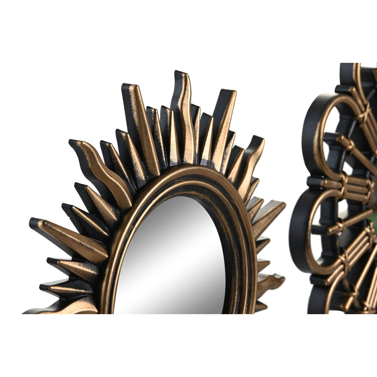 Mirror Set DKD Home Decor Crystal Black Golden polypropylene (25 x 3 x 25 cm) (2 Units)-2