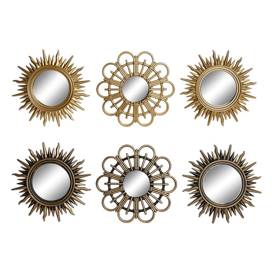 Mirror Set DKD Home Decor Crystal Black Golden polypropylene (25 x 3 x 25 cm) (2 Units)-0