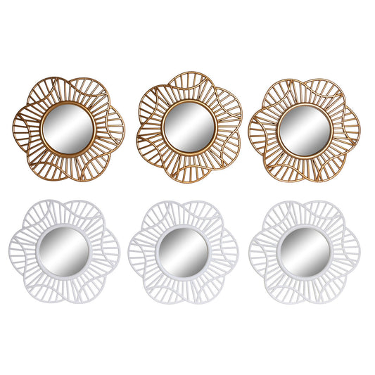Mirror Set DKD Home Decor Crystal Golden White polypropylene (25 x 2 x 25 cm) (2 Units)-0