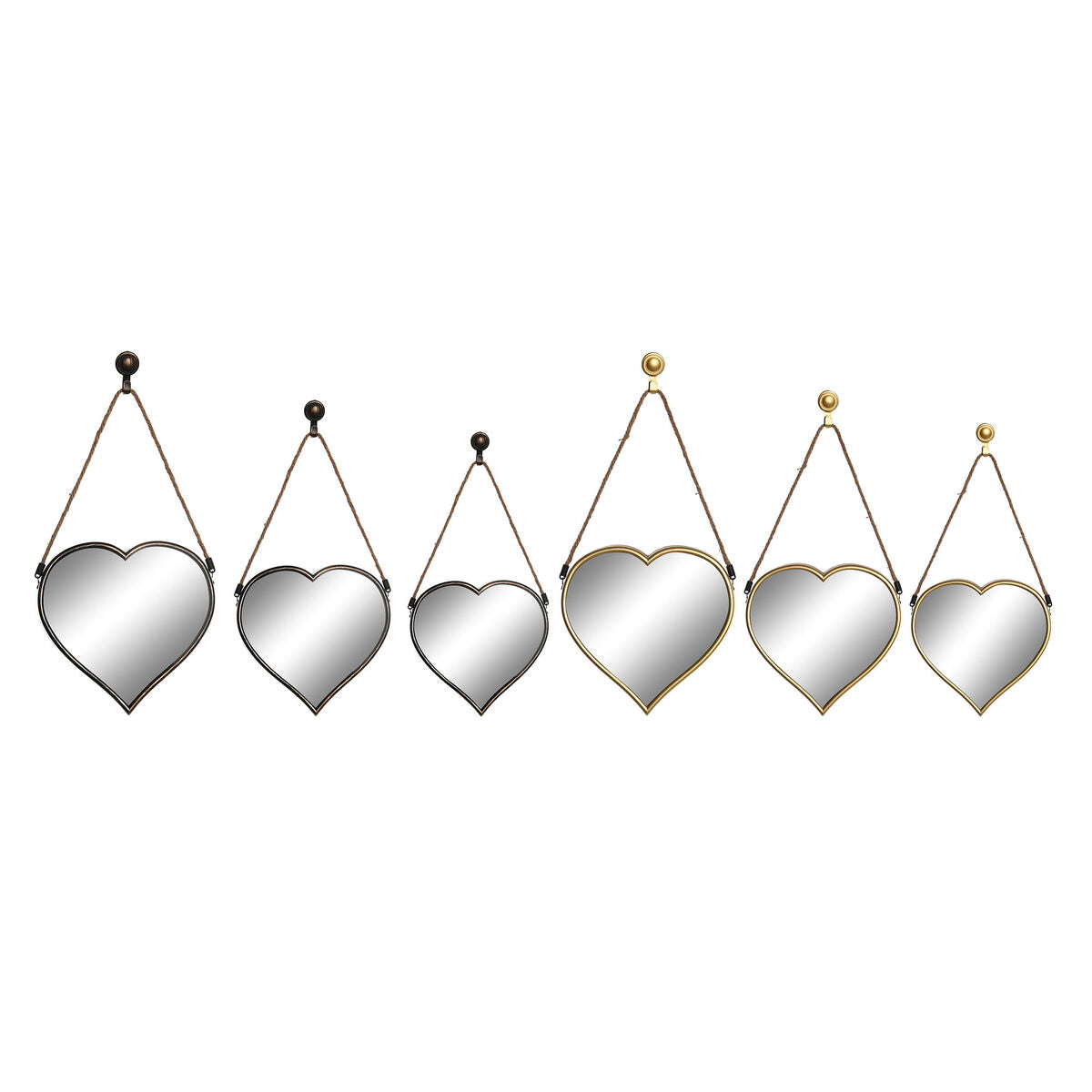 Mirror Set DKD Home Decor Scandi Crystal Black Golden polypropylene (26 x 3 x 26 cm) (2 Units)-0