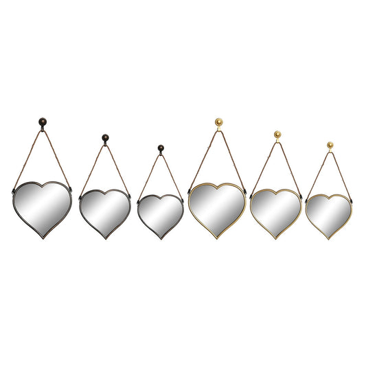 Mirror Set DKD Home Decor Scandi Crystal Black Golden polypropylene (26 x 3 x 26 cm) (2 Units)-0