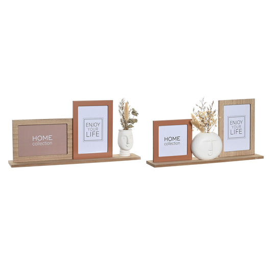 Photo frame DKD Home Decor 30 x 5 x 19 cm Flower Face Ceramic Resin Multicolour MDF Wood Urban (2 Units)-0