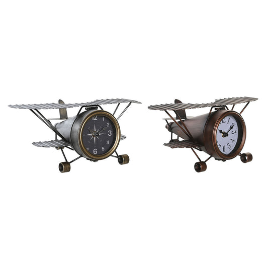 Table clock DKD Home Decor Golden Silver Aeroplane (2 Units)-0